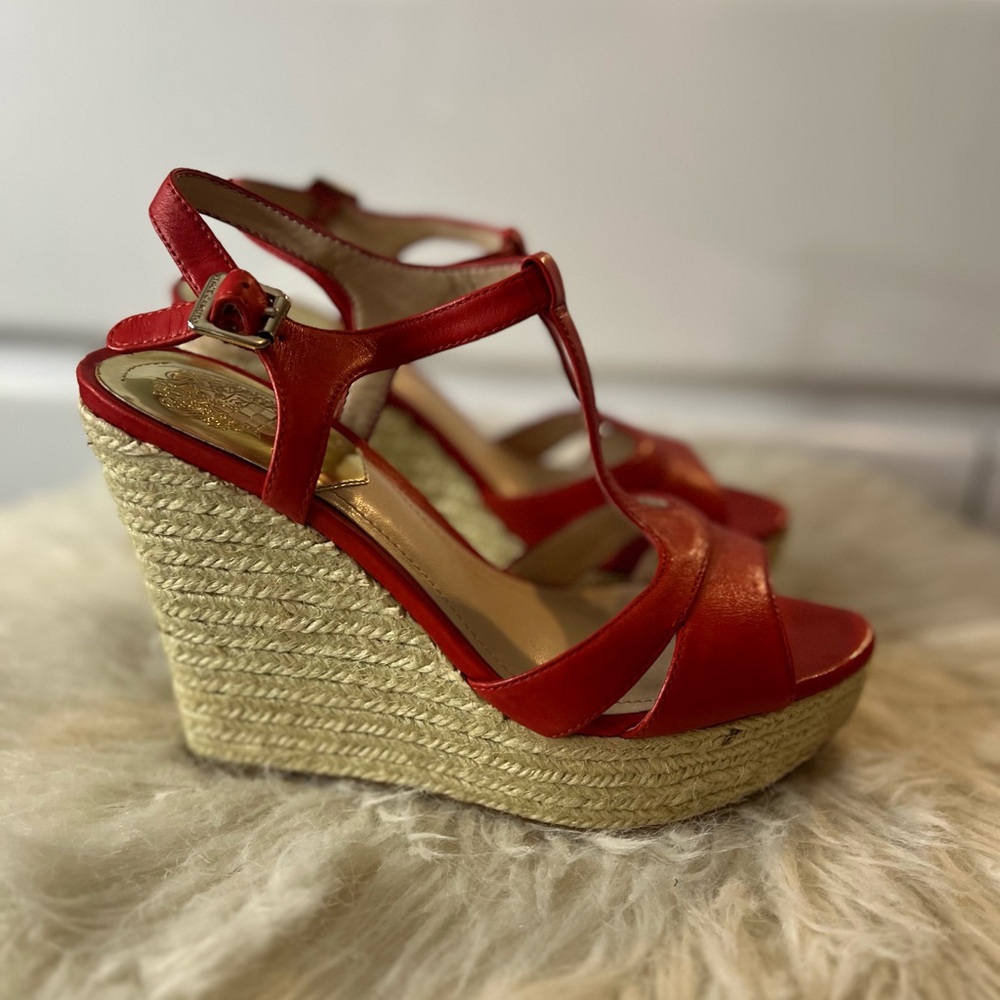 Red Wedge Sandals